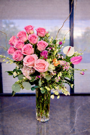 Blushing Luxury - Premium Rose & Anthurium Bouquet