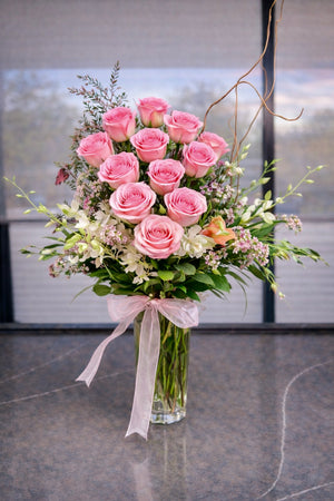 Blushing Grace - Pink Rose & Orchid Arrangement