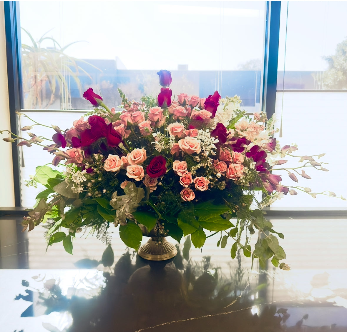 Rose Royale Compote Arrangement
