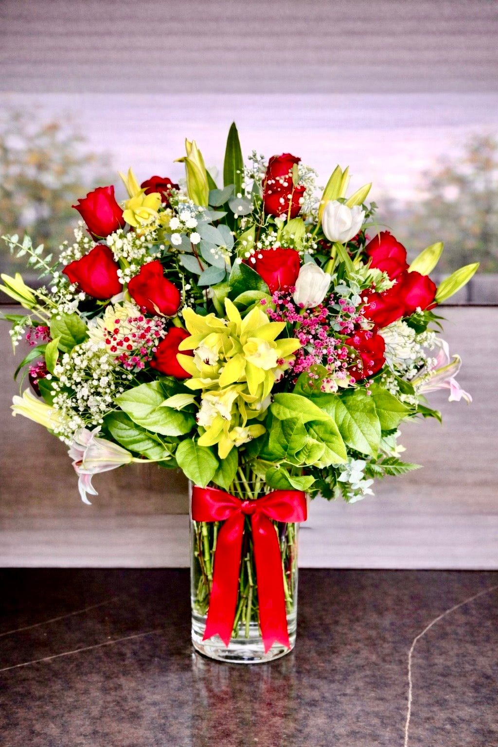 Grand Celebration - Premium Rose & Lily Bouquet