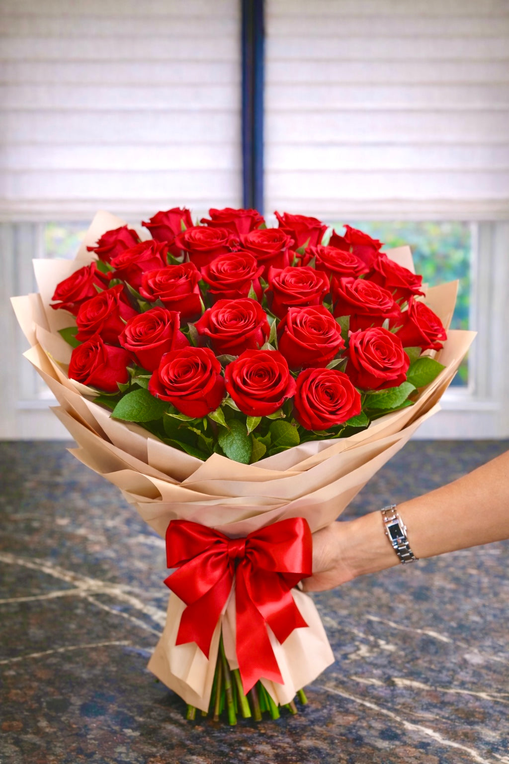 Classic Elegance - Premium Wrapped Two Dozen Red Roses