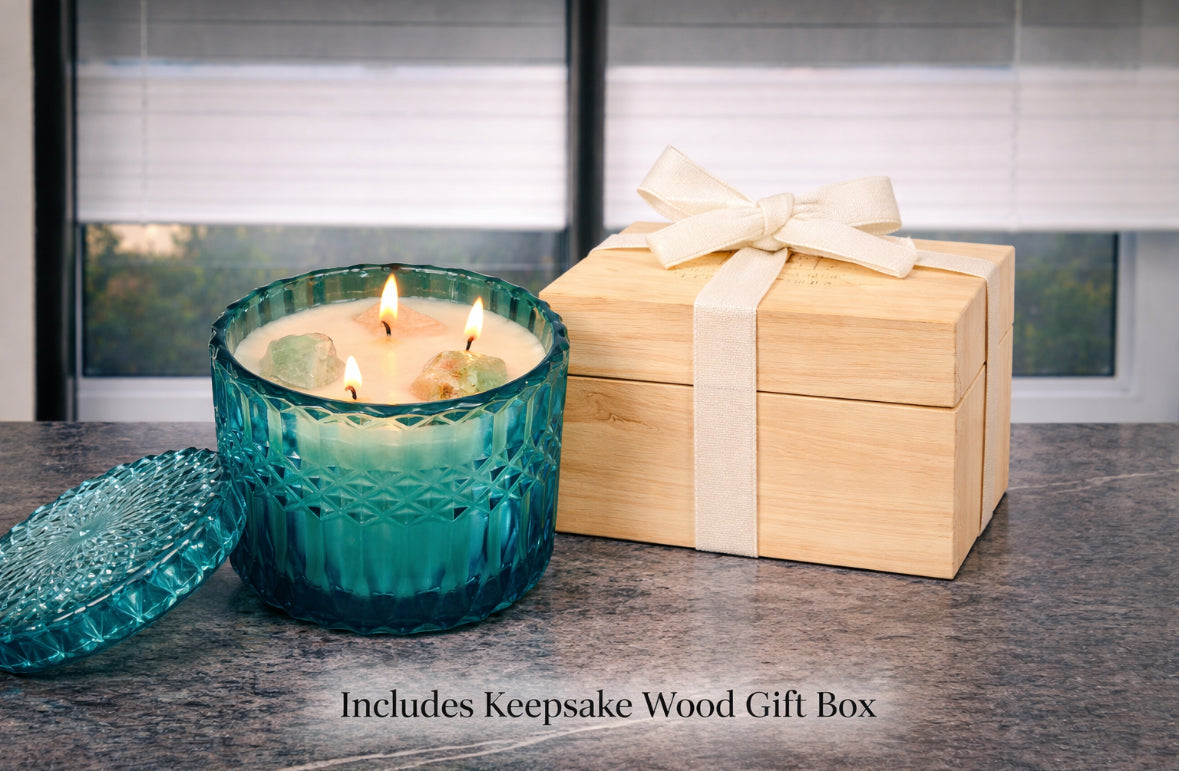 Healing Crystal Candle - Coconut Lime Verbena with Quartz & Aventurine