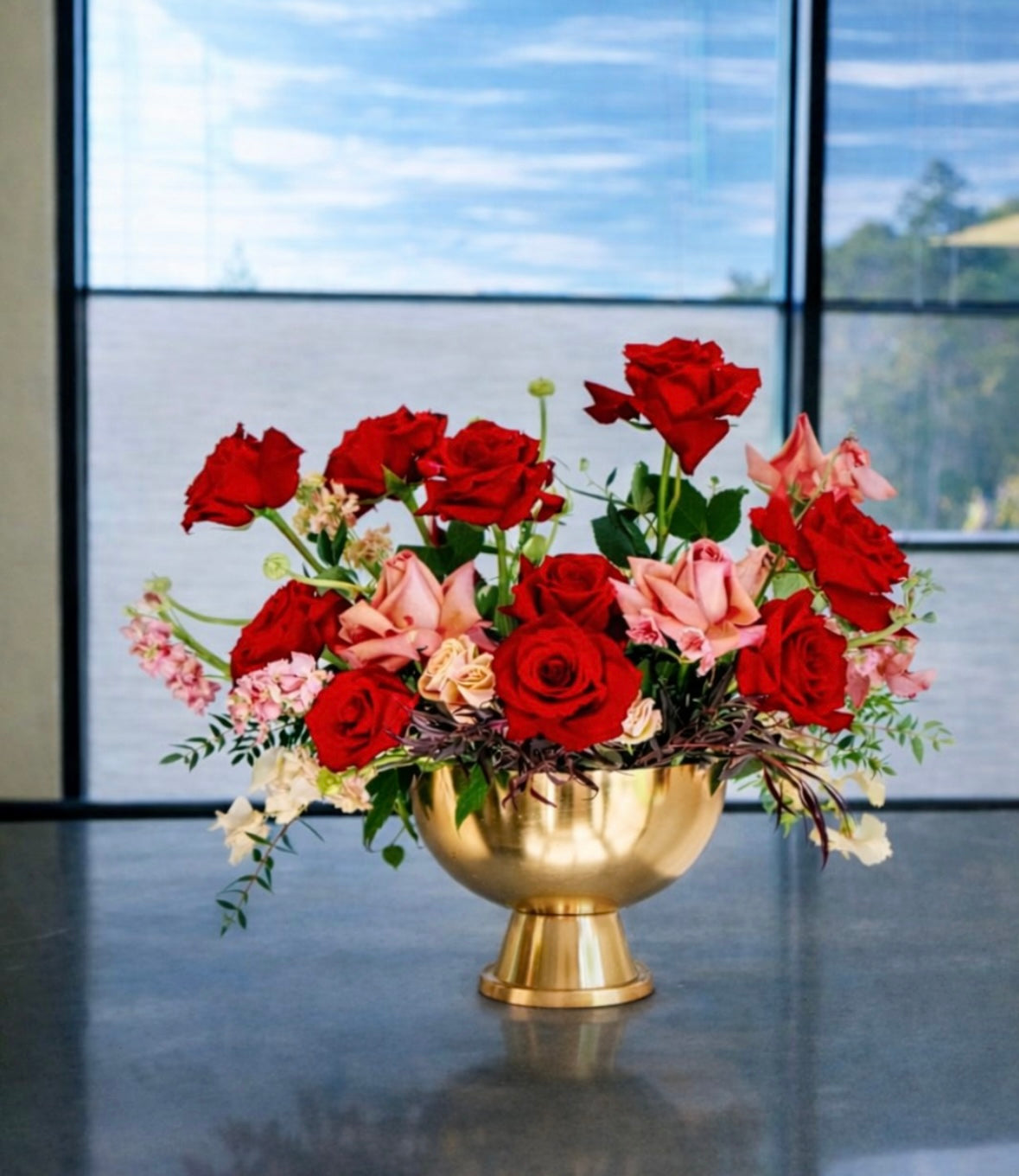 Crimson Elegance Centerpiece